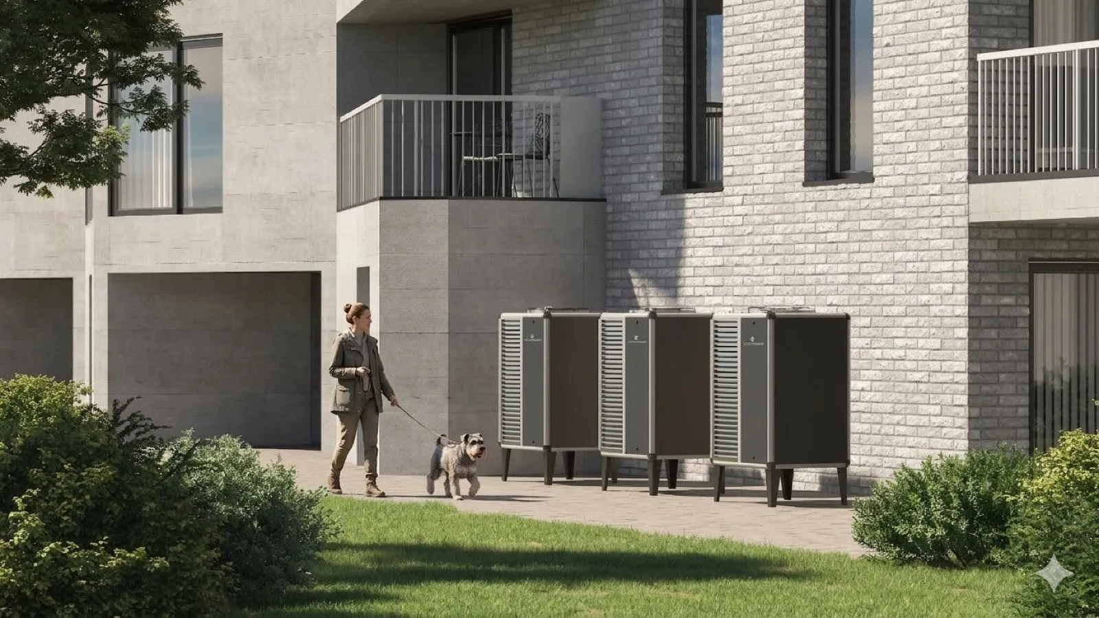 Kaskáda tří tepelných čerpadel BoxAir u bytového domu