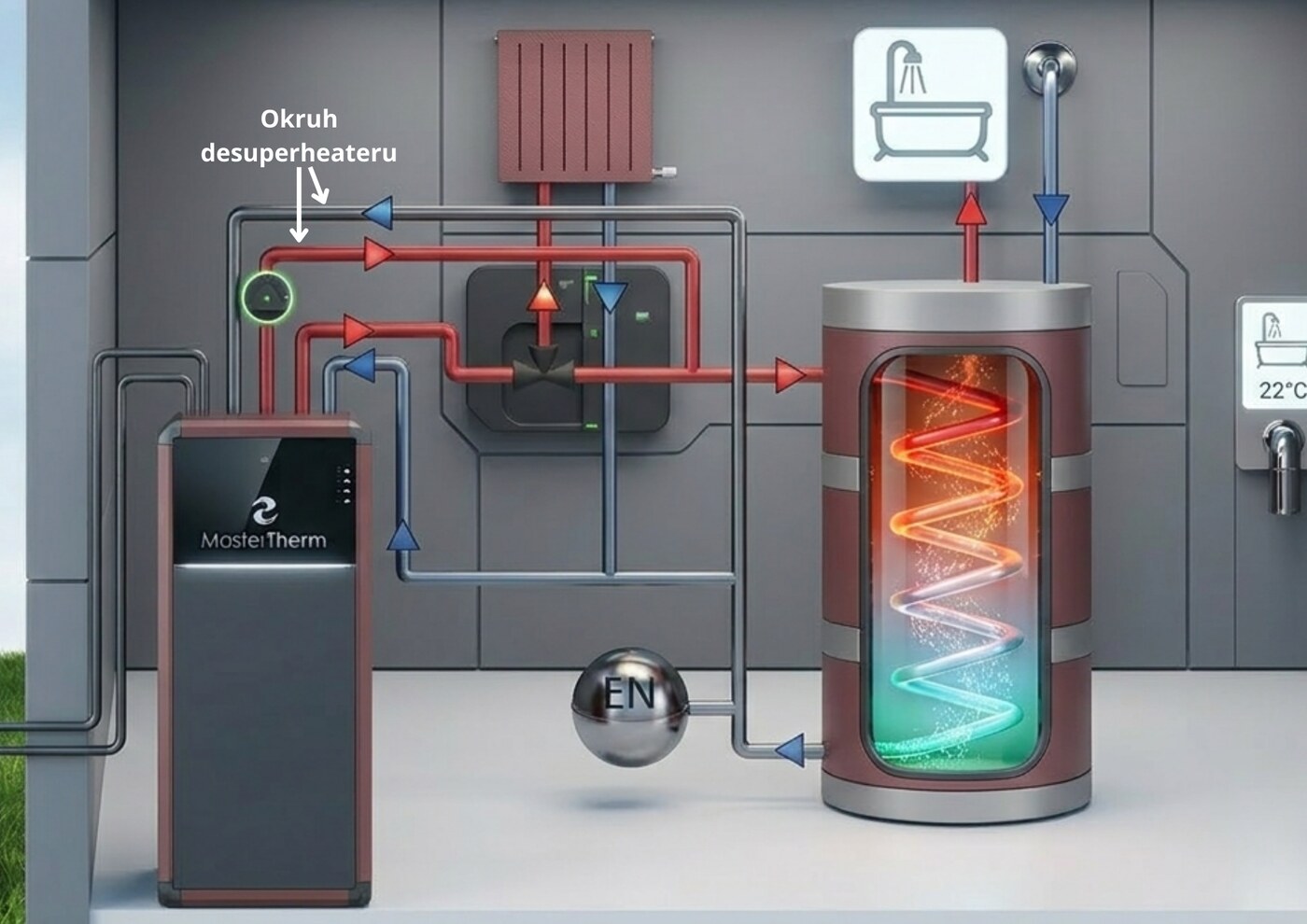 Desuperheater — ohřev teplé vody